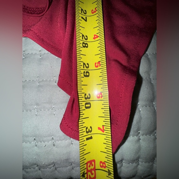 BOSTON PROPER Burgundy V-Neck Cold Shoulder Fit Fare Peplum Blouse Size M GUC - Picture 10 of 13